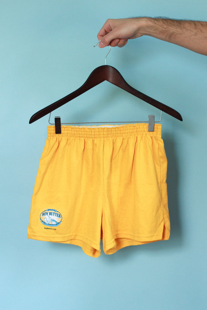 Muscle Alive Mens Bodybuilding Shorts 3 Inseam Cotton Size M Yellow